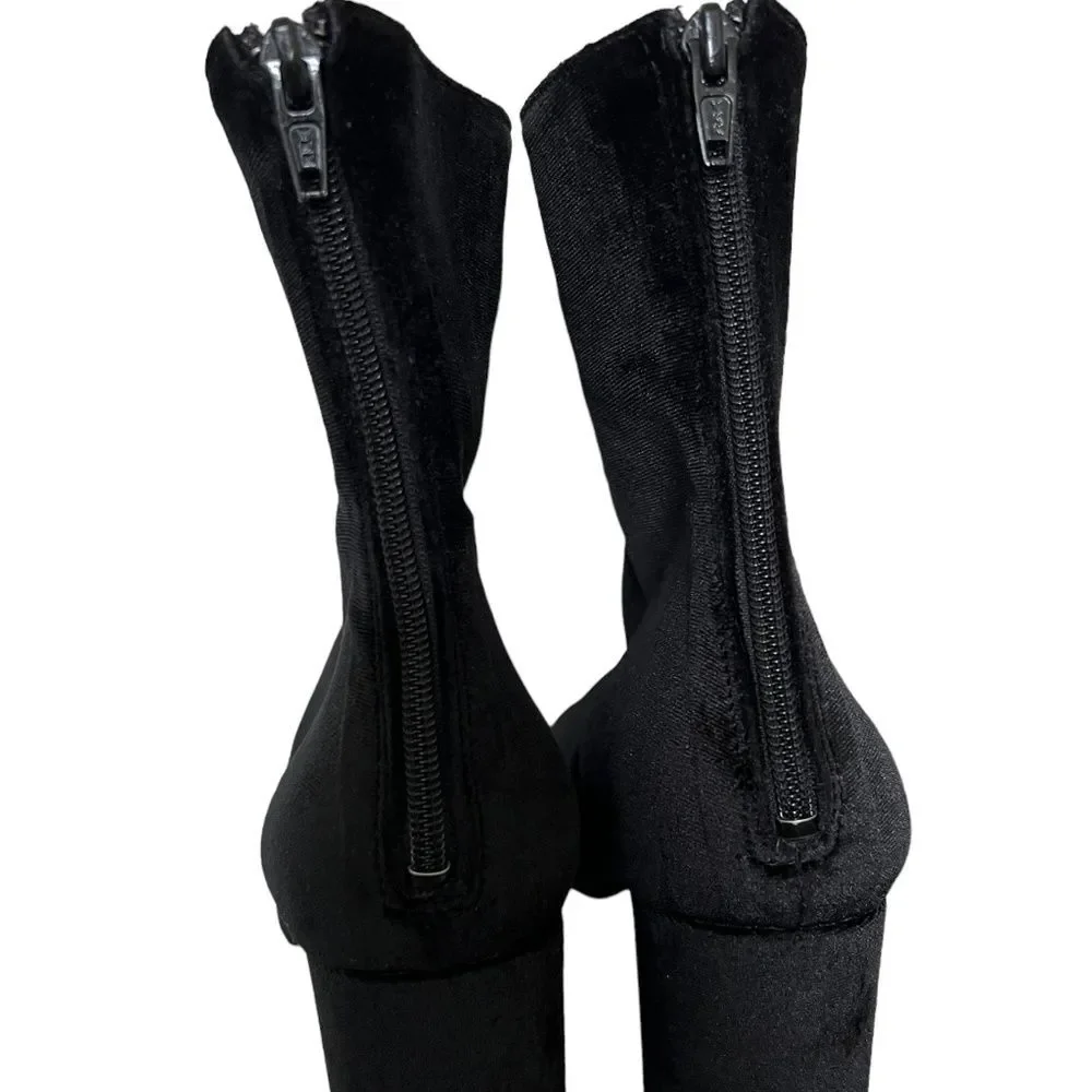 Free People Cecile Black Velvet Ankle Boots Size 11